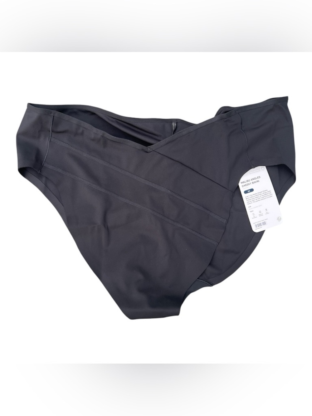 Phoenix Size 2X Malibu Angled Cheeky Bikini Bottoms Black Ruched V-Waist Swim